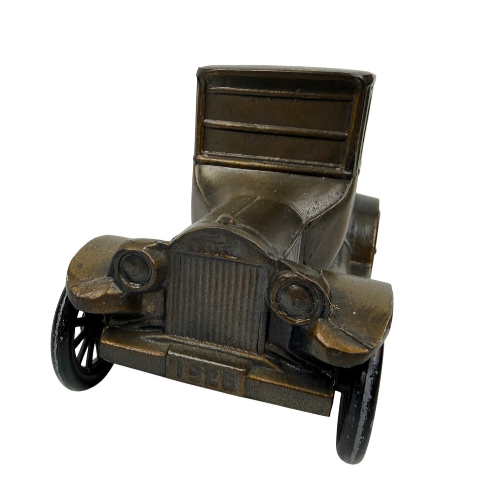 Vintage 1926 Ford Model T Sedan Metal Coin Bank Bronze Tone Collectible Car -BQ - Picture 2 of 9